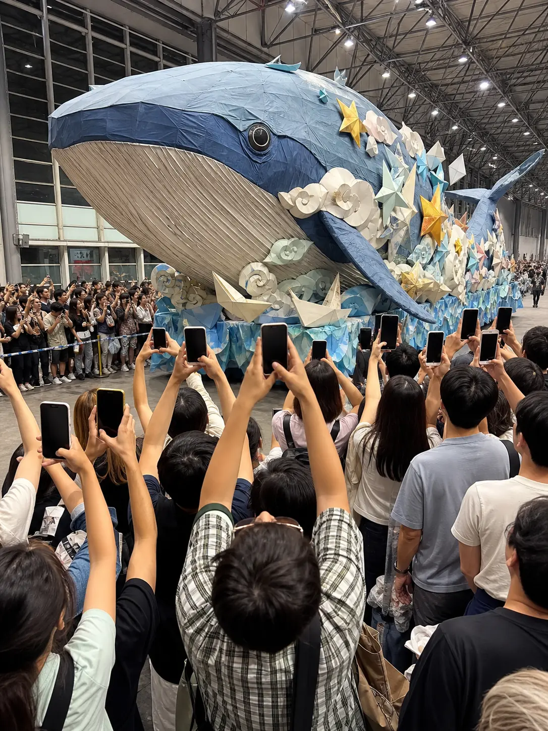 The Sea of Phones. Capture the wall of raised phones as a guest or float passes.