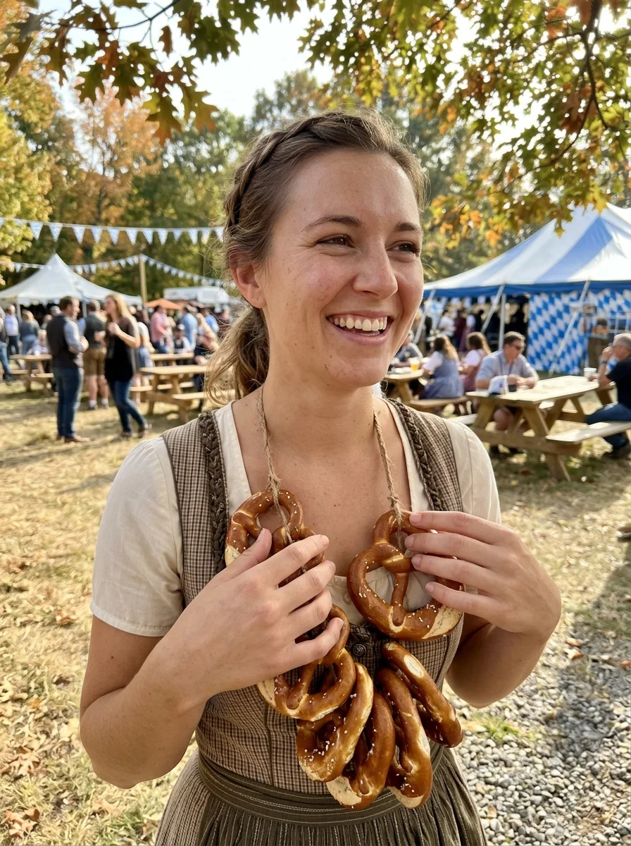 Bavarian Olympics. Run a 3-event tournament (Nail hit, Stein hold, Keg roll). Crown the champion with a pretzel necklace.
