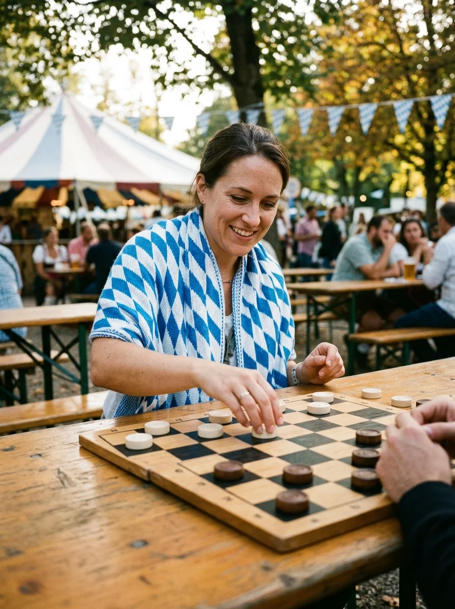 Bavarian checkers. Drape yourself in the white-and-blue Bavarian diamond pattern. Flag, scarf, or tablecloth.