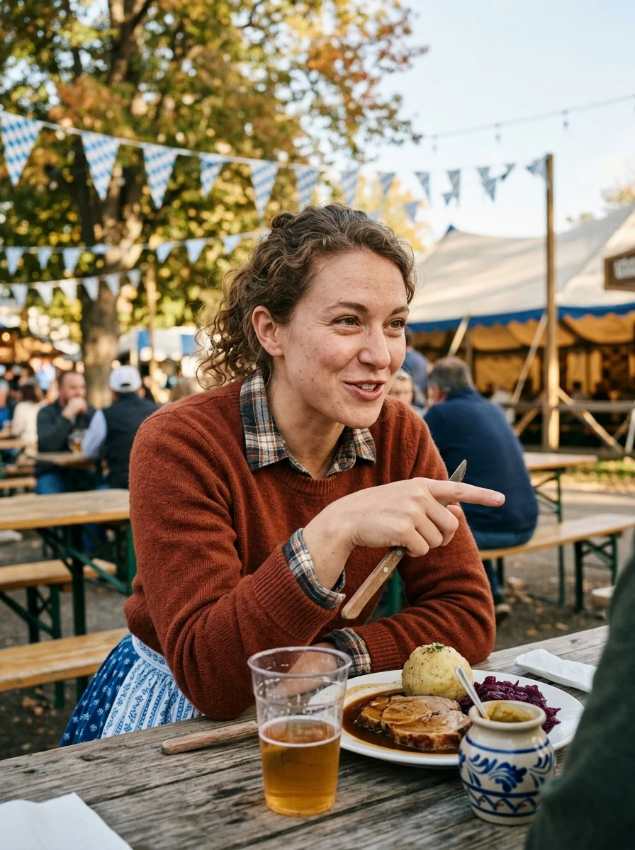 Bavarian accent order. Order any festival meal using your most shamelessly theatrical Bavarian accent without breaking character.