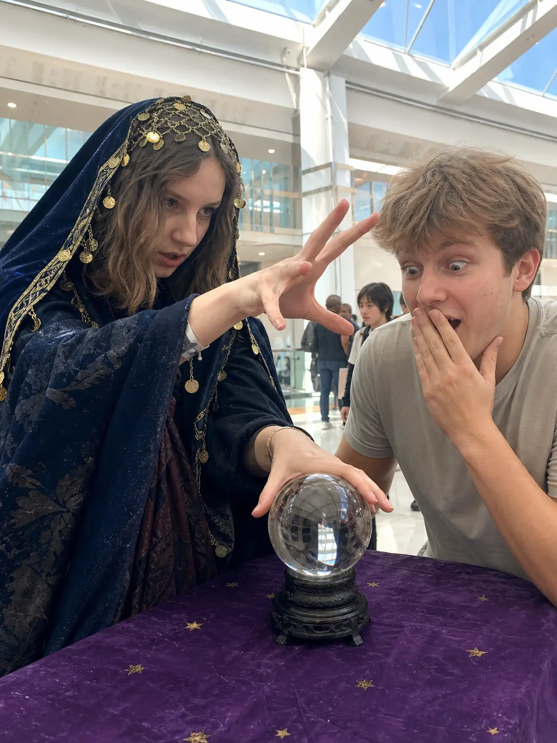 Deliver a Prophecy. As an oracle or seer, deliver an ominous improvised prophecy to a stranger.