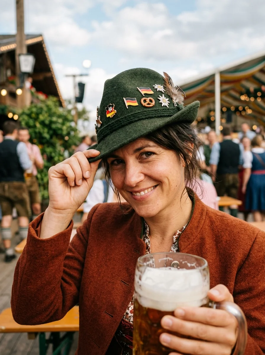 Alpine hat flex. Rock a traditional Alpine hat loaded with feathers or pins. Tilt it like royalty.