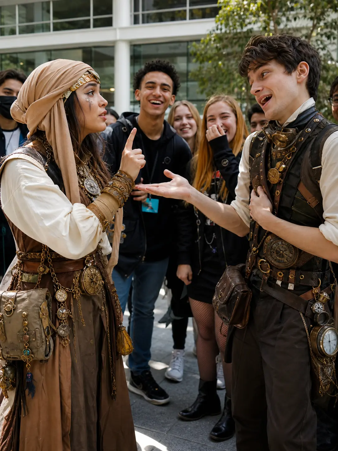 Duel of Wits. Challenge a stranger to an in-character battle of insults, riddles, or a rap duel.