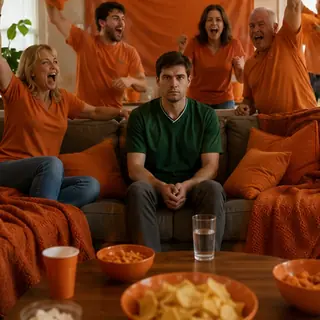 Enemy intel: Watch one drive from a rival fan's couch. Survive. Document. Bright daytime scene.